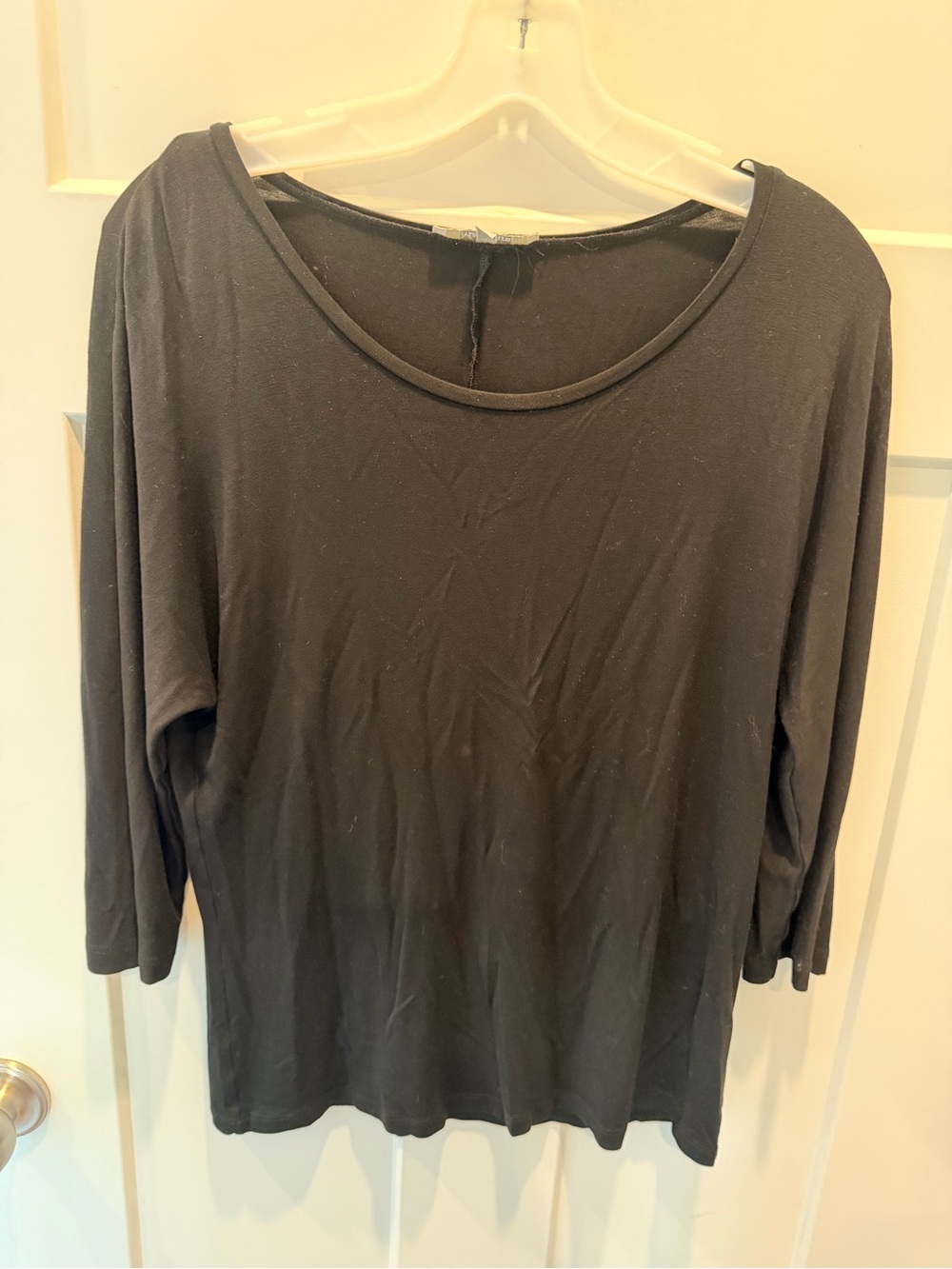 Max Mara Black Jersey Top L Long Sleeve Stretch Viscose Minimalist